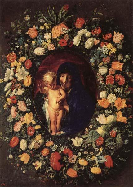 Jacob Jordaens Madonna and  Child Wreathed wih Flowers oil painting picture